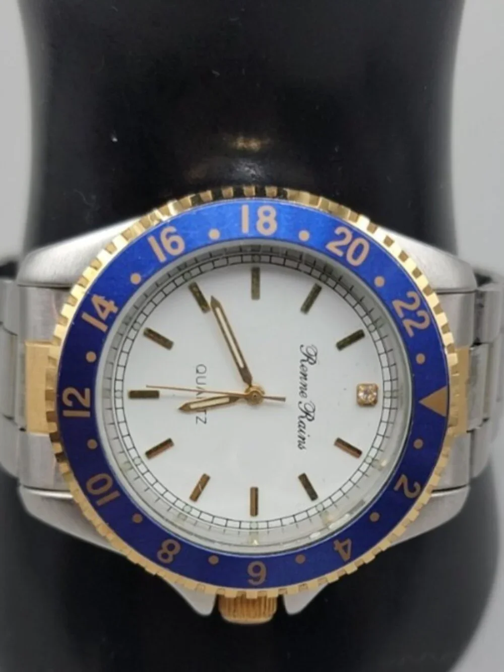 Vintage Renne Rains Stainless Steel Mens Two Tone Watch 8